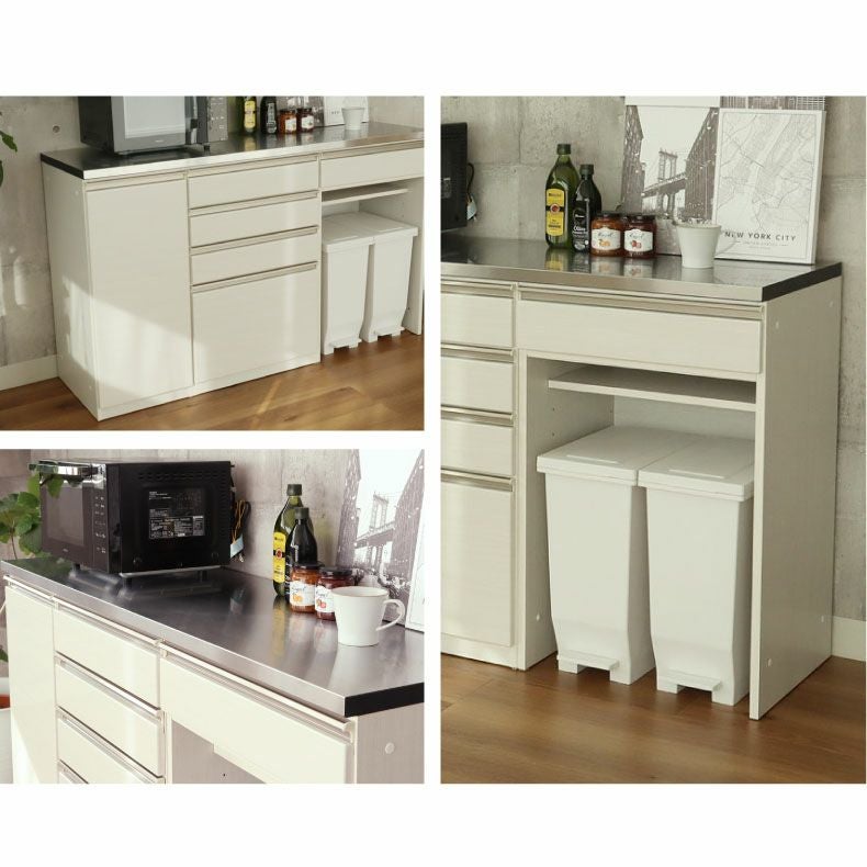 カウンター・キッチン収納 | 幅160cm キッチンカウンター ステンレス天板 下台40開戸 60四段引出 60ダスト ネオ