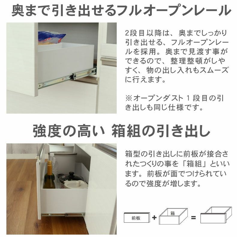 幅160cm キッチンカウンター ステンレス天板 下台40開戸 60四段引出 60