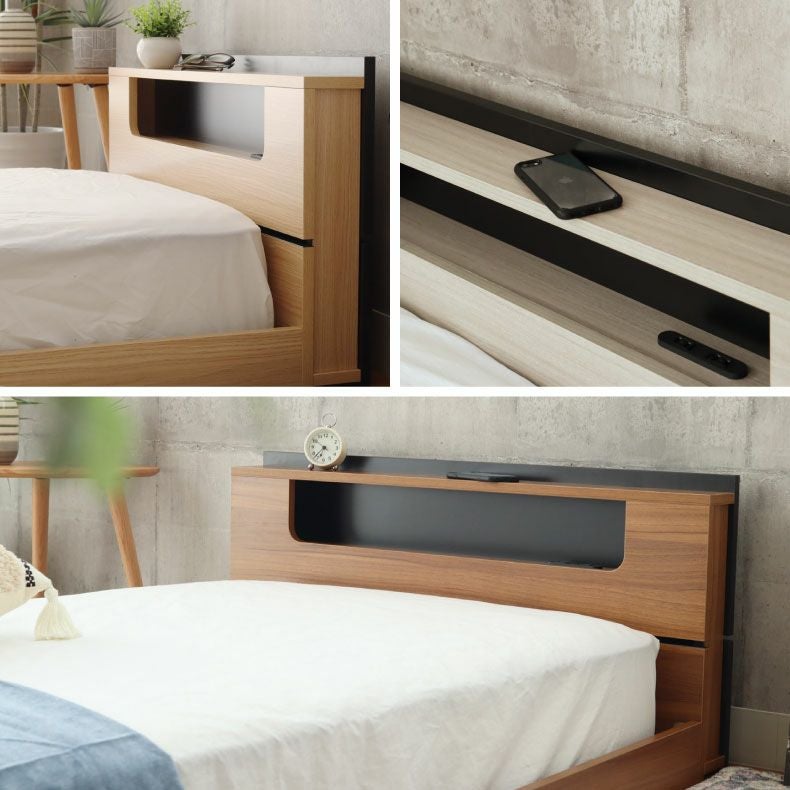 ベッドフレーム | 【数量限定】ベッドフレーム シングル フロアベッド ローベッド すのこ 北欧 宮付き 収納付き おしゃれ ノルモ（キャビネット2）