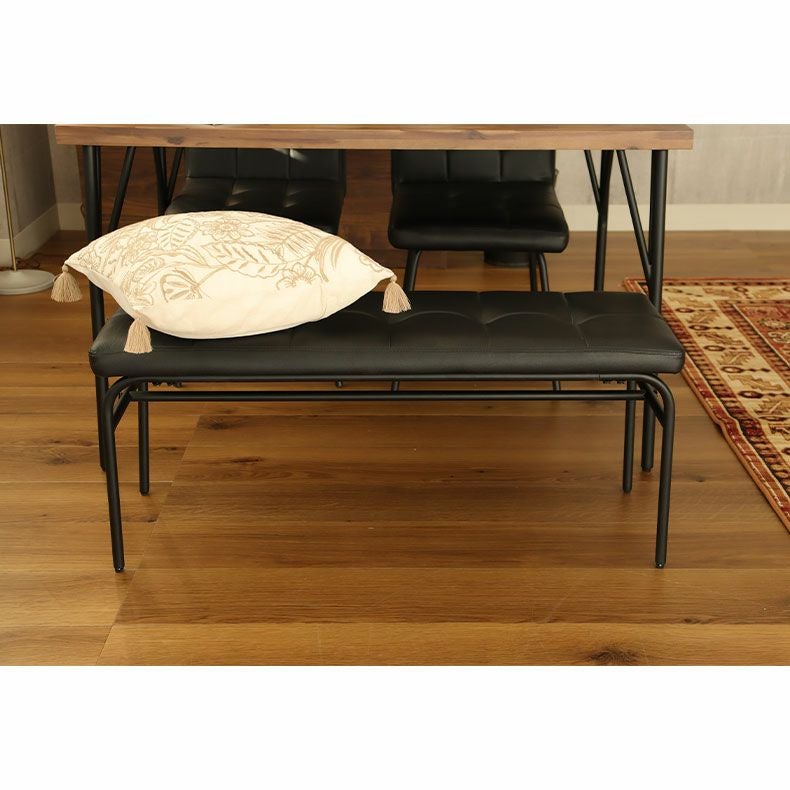 幅100cm ダイニングベンチ レザー スチール脚 メイ