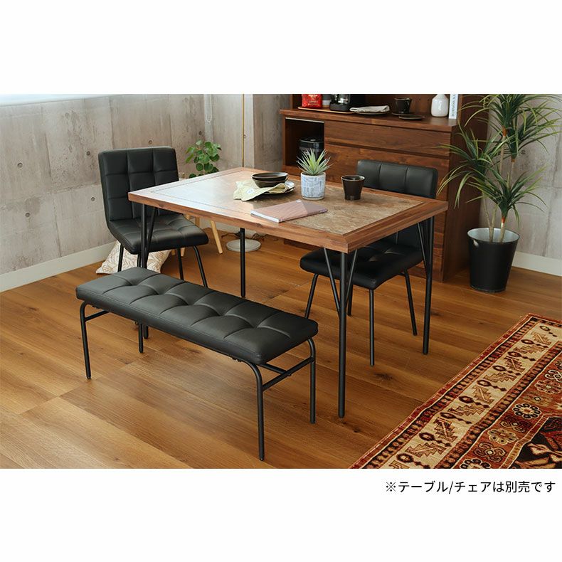 幅100cm ダイニングベンチ レザー スチール脚 メイ