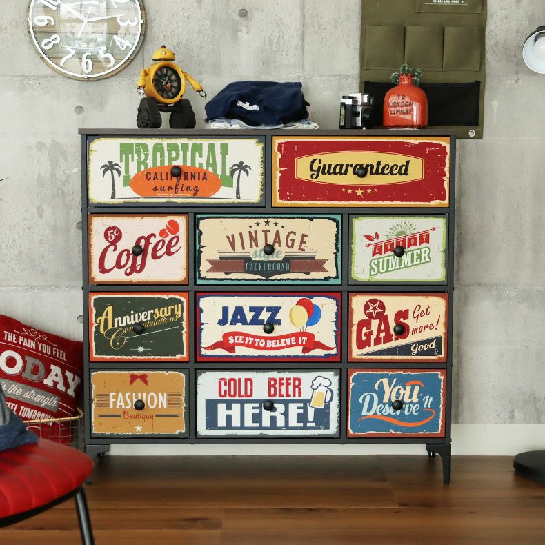 幅103cm 4段 アメリカンインダストリアル ファブリックチェスト プラスワン