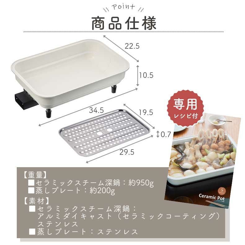 recolte（レコルト） ホットプレート用 セラミックスチーム深鍋 RHP-1CS