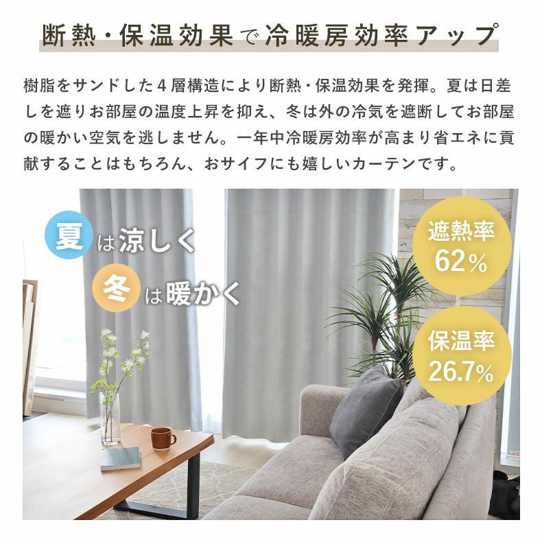 ドレープカーテン（厚地）｜2枚入 カーテン エッセ 遮光 形状記憶 遮熱