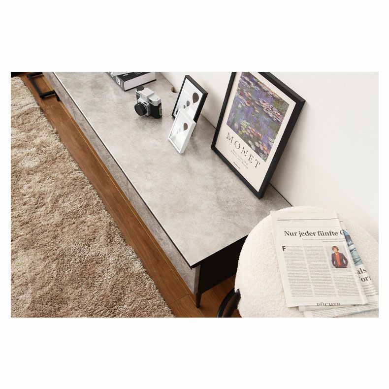 幅157cm ローボード テレビ台 テレビボード 国産 石目調 ハイグロス