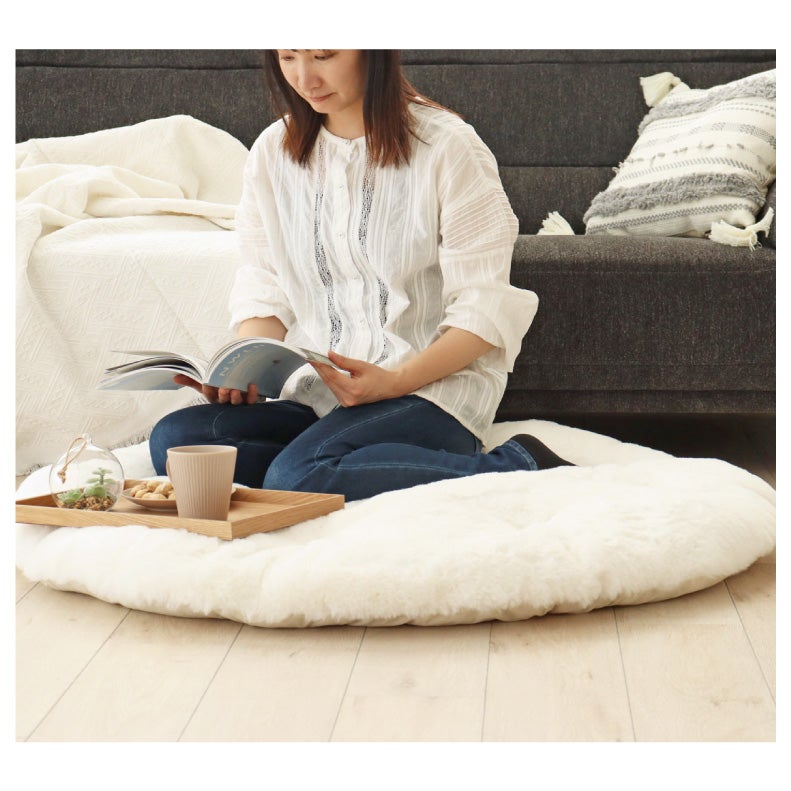 無地ラグ | 円形110cm クッションラグ ロイヤルファー