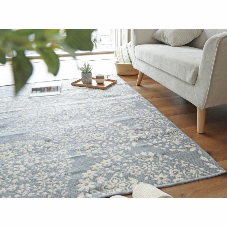 リバーシブル ラグ フラワー