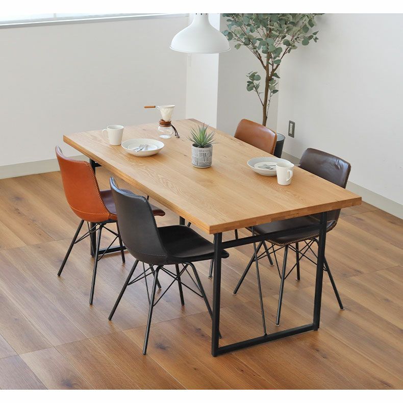 幅160cm ダイニングテーブル（ストレート天板スチール脚） オーク ナイン3