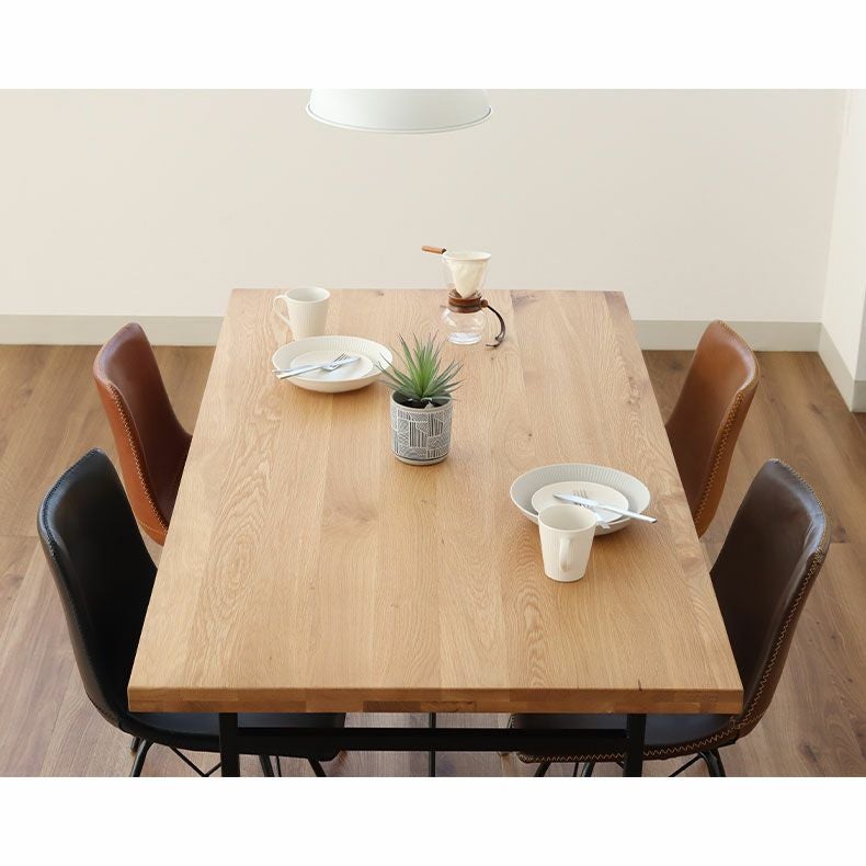 幅160cm ダイニングテーブル（ストレート天板スチール脚） オーク ナイン3