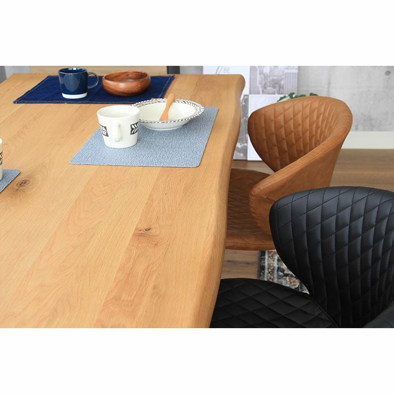 ダイニングテーブル | 幅160cm ダイニングテーブル（波型天板スチール脚） オーク ナイン3