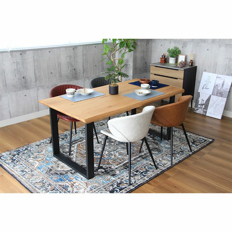 幅190cm ダイニングテーブル（波型天板ラバー脚） オーク ナイン3