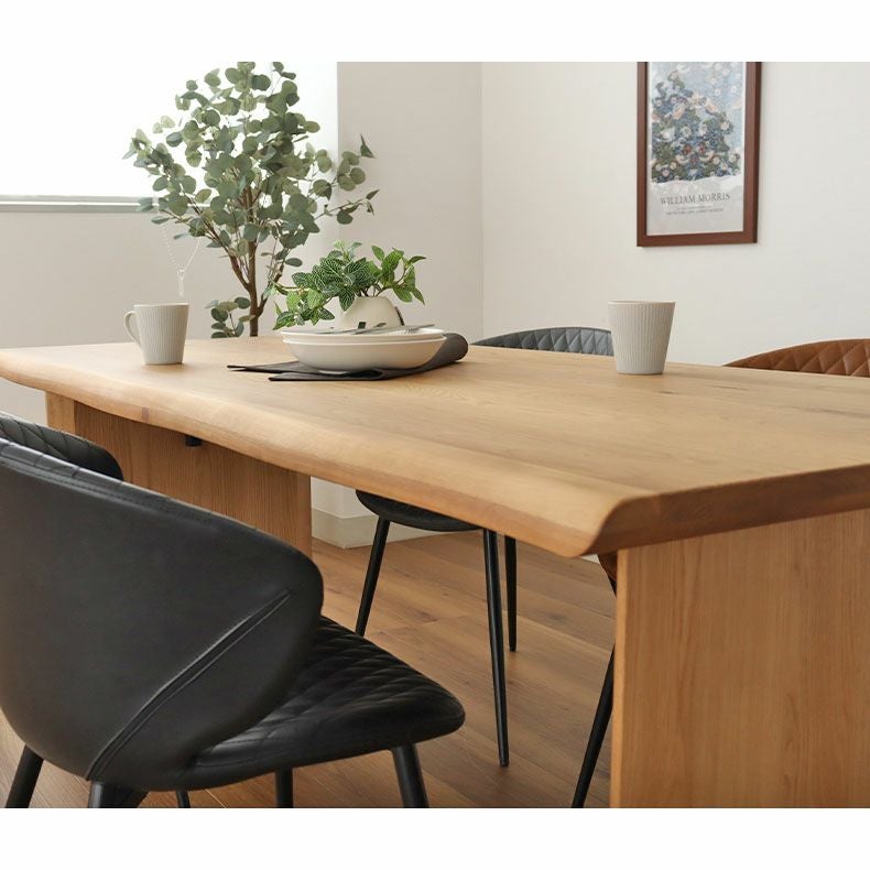 幅160cm ダイニングテーブル（波型天板カット脚） オーク ナイン3