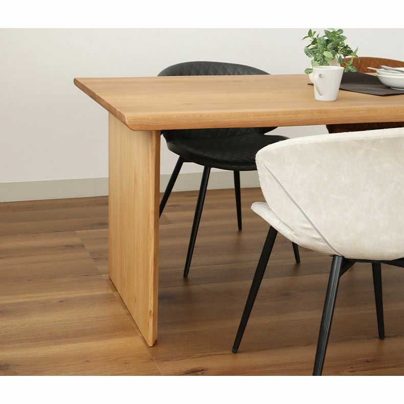 幅190cm ダイニングテーブル（波型天板カット脚） オーク ナイン3