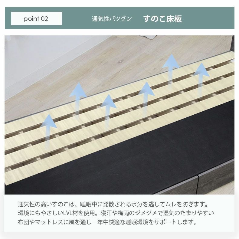 ベッドフレーム | ベッドMIスタイル スノコ&引出 ロクサー