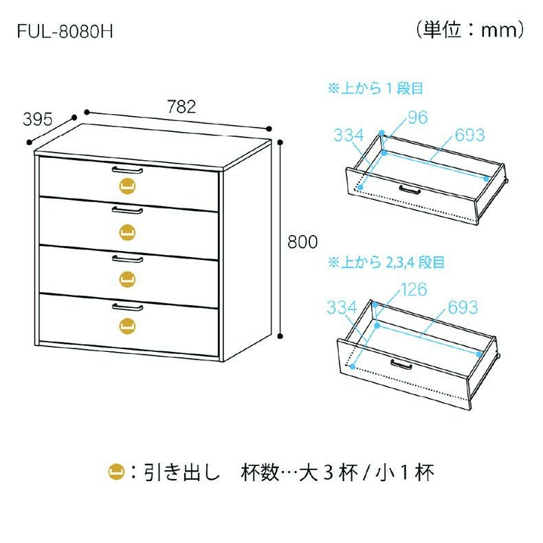 整理ダンス・チェスト | 約80cm幅 チェスト FUL-8080H フルニコ