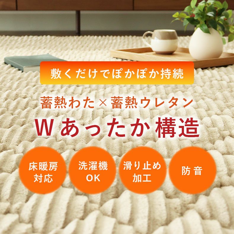 無地ラグ | 160円形 蓄熱ラグ フェリス