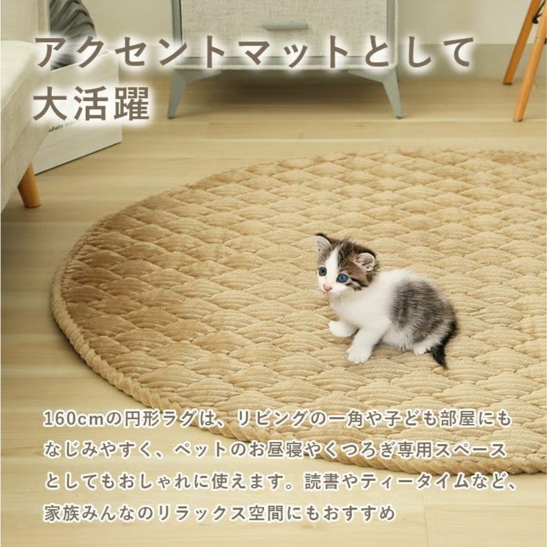 無地ラグ | 160円形 蓄熱ラグ フェリス