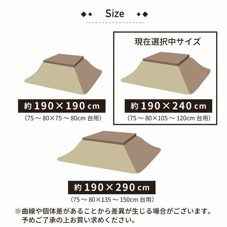190x240cm こたつ厚掛布団 こたつ布団 方形 マルチニット