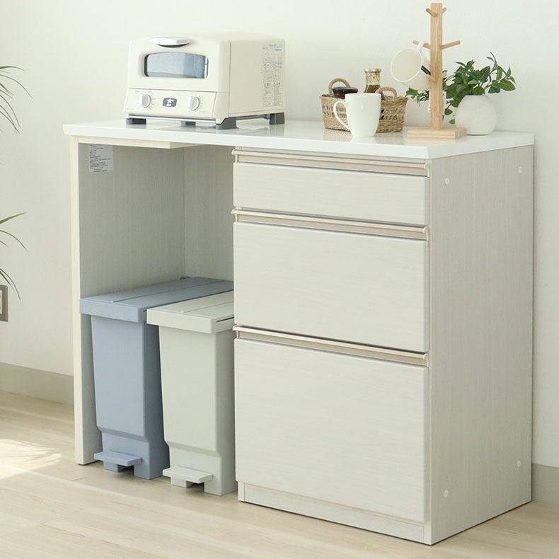 カウンター・キッチン収納 | 幅120cmカウンター 下台左脚パネル 60三段引出 ネオ