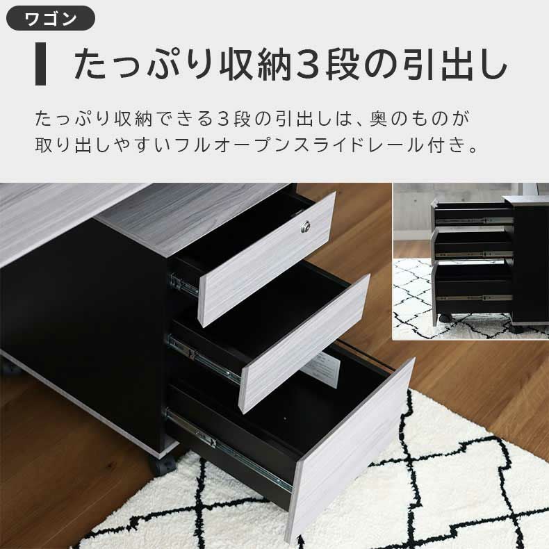 オフィスデスク 120cm幅 ワゴンセット【運搬・価格交渉可】 デスク2点セット ワーカー デスク120 + ワゴン【大型商品配送】の通販