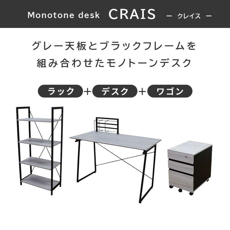 120cm幅 デスク ワゴンラックセット クレイス
