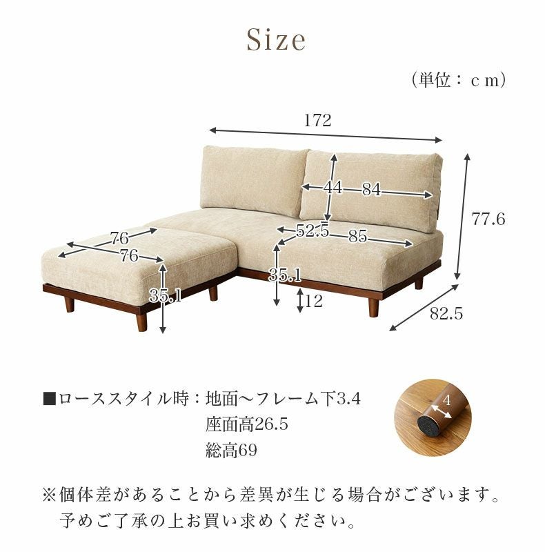 おしゃれなカウチソファ | 2人掛けスツールセット バリ2