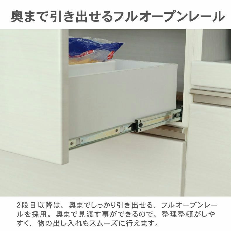 カウンター・キッチン収納 | 幅220cmカウンター 片パネル左 80三段引出 80開き ネオ