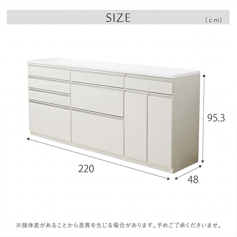 カウンター・キッチン収納 | 幅220cmカウンター 60開き 80三段引出 80四段引出 ネオ