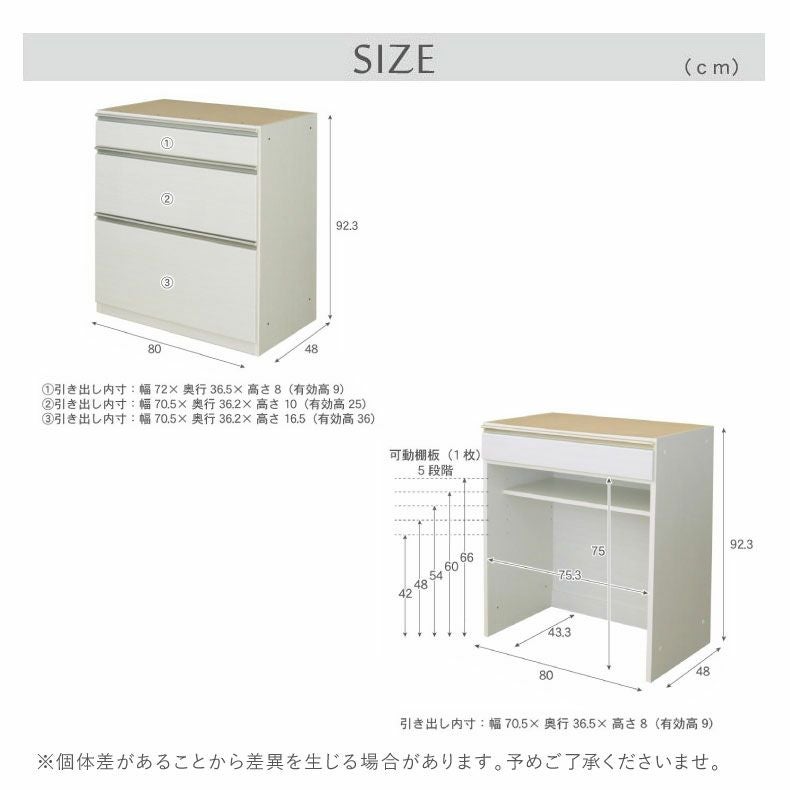 カウンター・キッチン収納 | 幅240cmカウンター 80三段引出x2 80ダスト ネオ