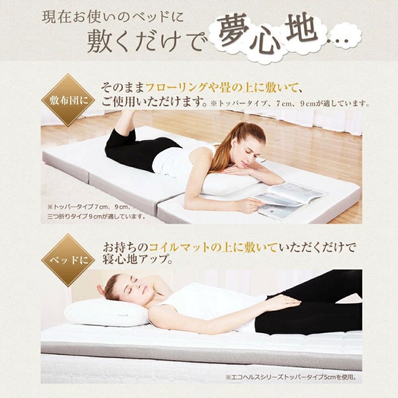 ウレタン・折りたたみマットレス | 5cmマットレストッパー エムリリーエコヘルス