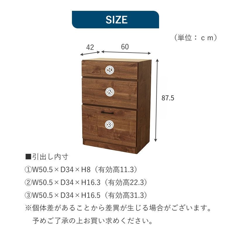 食器棚 | キッチンカウンター下台3杯引出 ピック