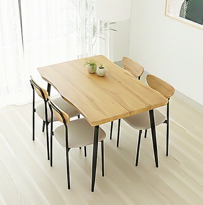 幅120cm テーブル チェア4脚セット｜ロア　一枚板風のサムネイル