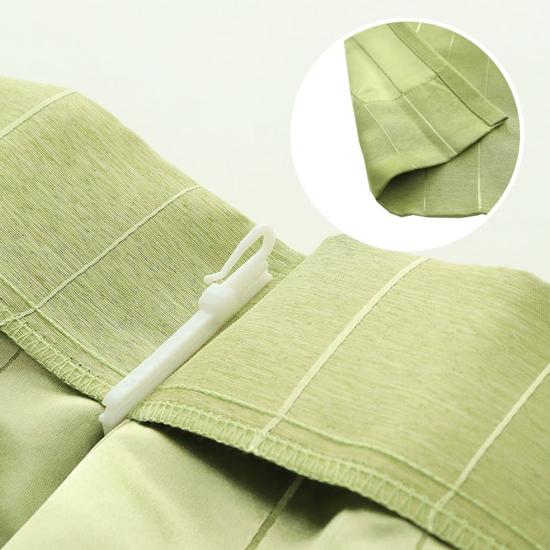 ドレープカーテン（厚地） | シンプルオーダーカーテン メタリックライン ライトグリーン