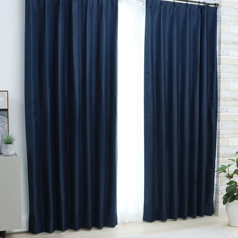 ドレープカーテン（厚地） | シンプルオーダーカーテン メタリックライン ブラウン