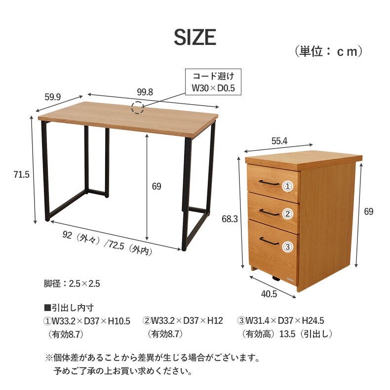 学習机・学習椅子 | 幅100cm 学習デスク ワゴンセット ビースト2