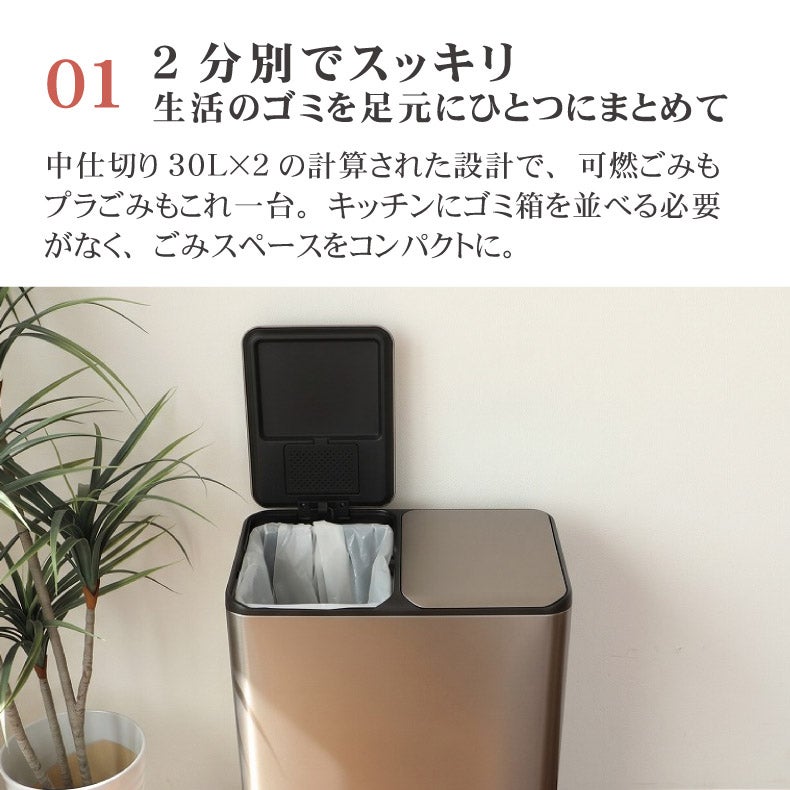 ゴミ箱・ダストボックス | ゴミ箱・ダストボックス｜60L ステンレス 分別ダストボックス レクト