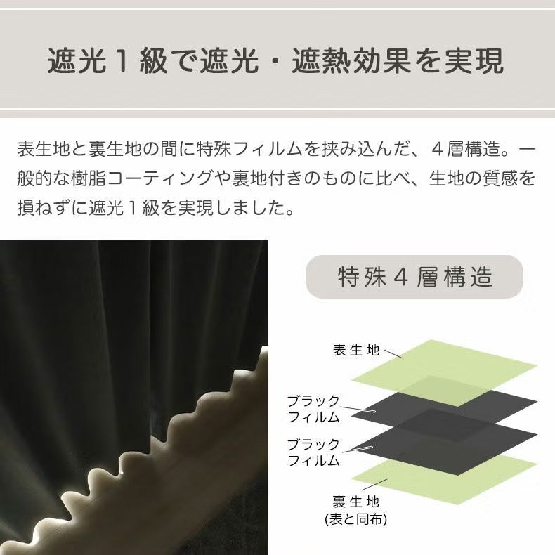 ドレープカーテン（厚地） | ドレープカーテン（厚地）｜2枚組みカーテン エシルス　遮光 形状記憶 遮熱 洗濯可