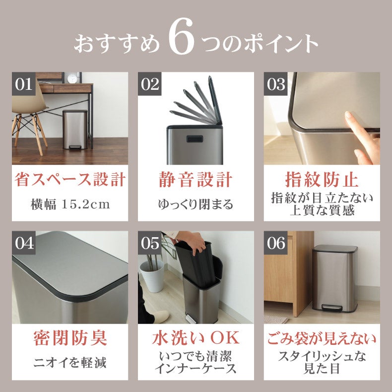 ゴミ箱・ダストボックス | ゴミ箱・ダストボックス｜12L ステンレス ダストボックス レクト