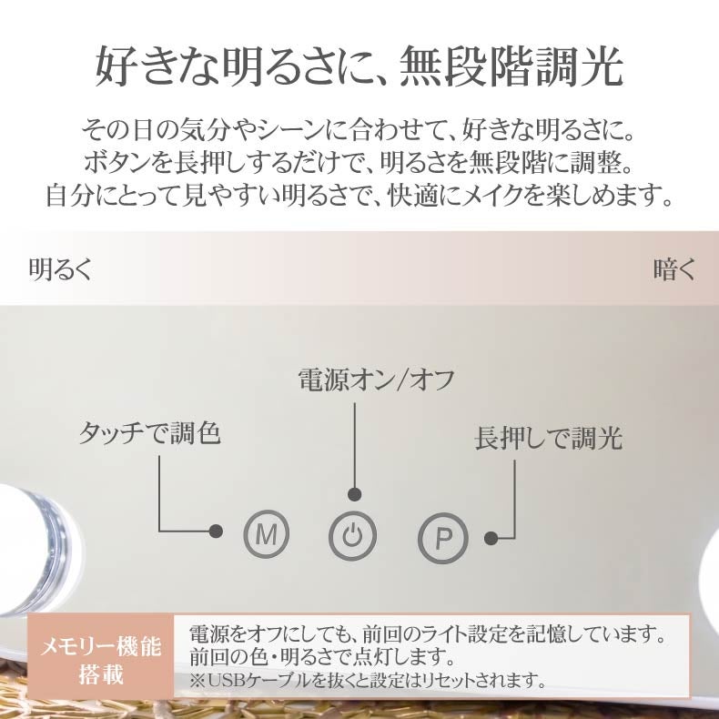 ミラー・コスメ収納 | LED卓上ミラー ルミエール